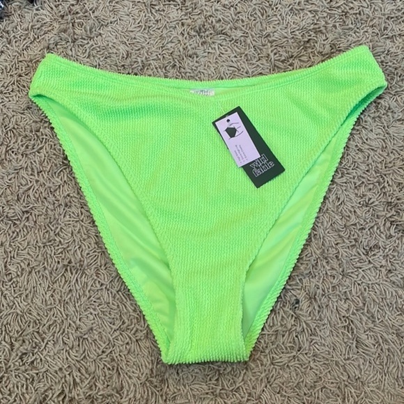 NWT V-Front High Waist Extra High Leg Cheeky Bikini Bottom - Bright Green - Picture 7 of 12